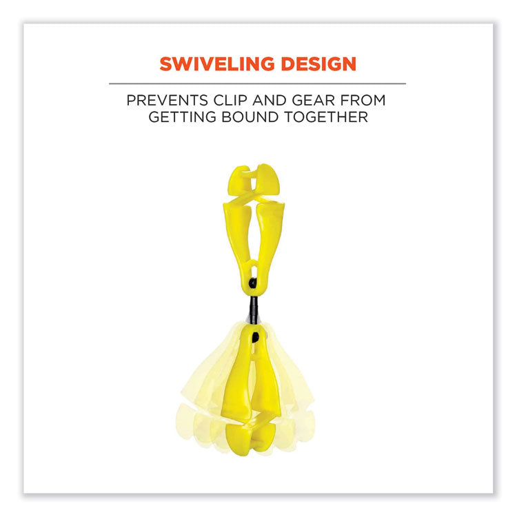 Squids 3420 Dual Clip Swivel Glove Clip Holder, 1 x 0.6 x 5.5, Acetal Copolymer, Lime, 100/Pack