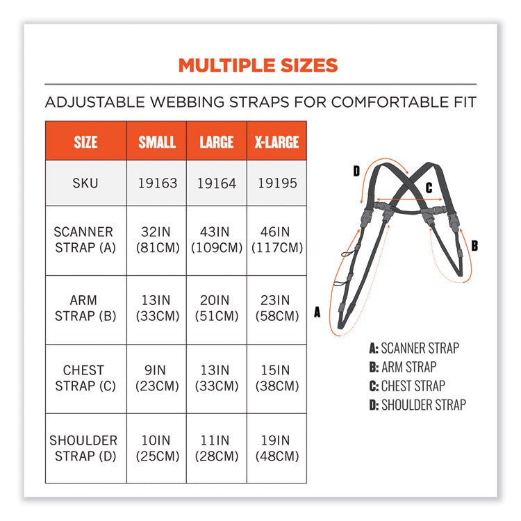 Squids 3132 Barcode Scanner Lanyard Harness, Large: 20" Arm Strap, 43" Lanyard Strap, Hi-Vis Lime