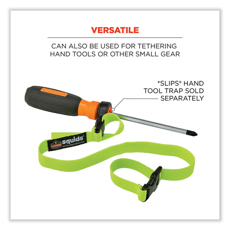 Squids 3150 Elastic Lanyard with Buckle, 2 lb Max Working Capacity, 18" to 48" Long, Lime