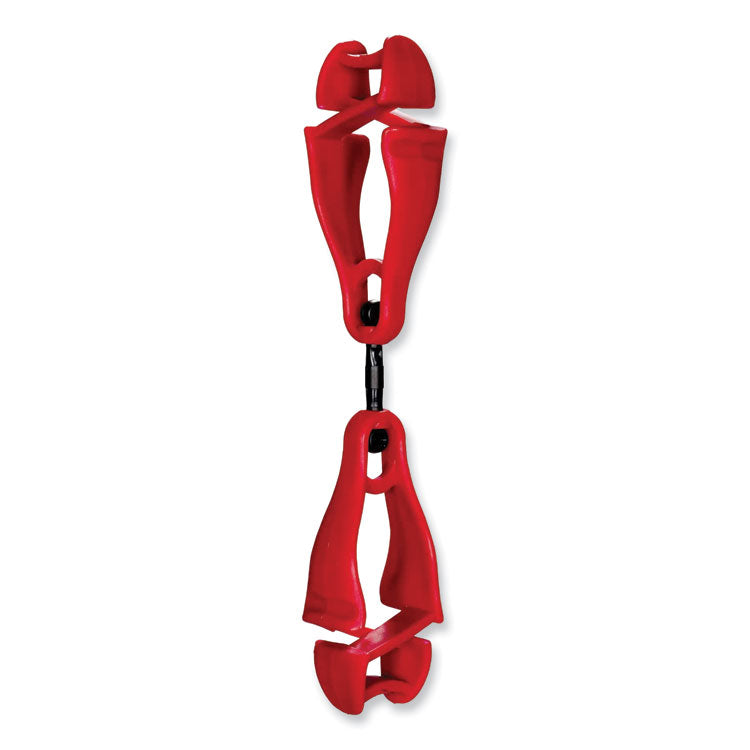 Squids 3420 Dual Clip Swivel Glove Clip Holder, 1 x 0.6 x 5.5, Acetal Copolymer, Red,100/Pack