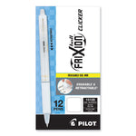 FriXion Ball Clicker Erasable Gel Pen, Retractable, Extra-Fine 0.5 mm, Black Ink, White Barrel, Dozen