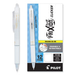 FriXion Ball Clicker Erasable Gel Pen, Retractable, Extra-Fine 0.5 mm, Black Ink, White Barrel, Dozen