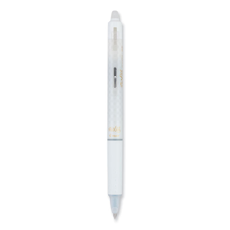 FriXion Ball Clicker Erasable Gel Pen, Retractable, Extra-Fine 0.5 mm, Black Ink, White Barrel, Dozen