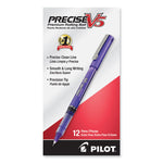 Precise V5 Rollerball Pen, Stick, Extra-Fine 0.5 mm, Purple Ink, Purple/Clear Barrel, Dozen