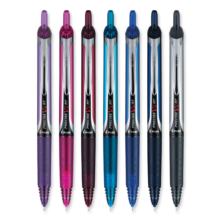 Precise V5RT Rollerball Pen, Retractable, Extra-Fine 0.5 mm, Assorted Ink and Barrel Colors, 7/Pack