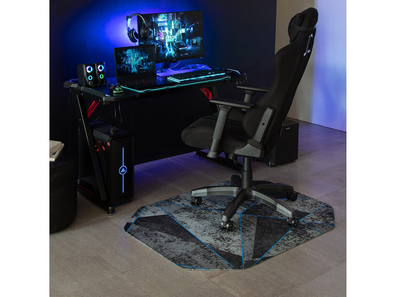 Anji Mountain Rug'd Cracked Ice Carpet & Hard Floor Gaming Chair Mat, 36" x 48", Gray/Blue (AMB9100)