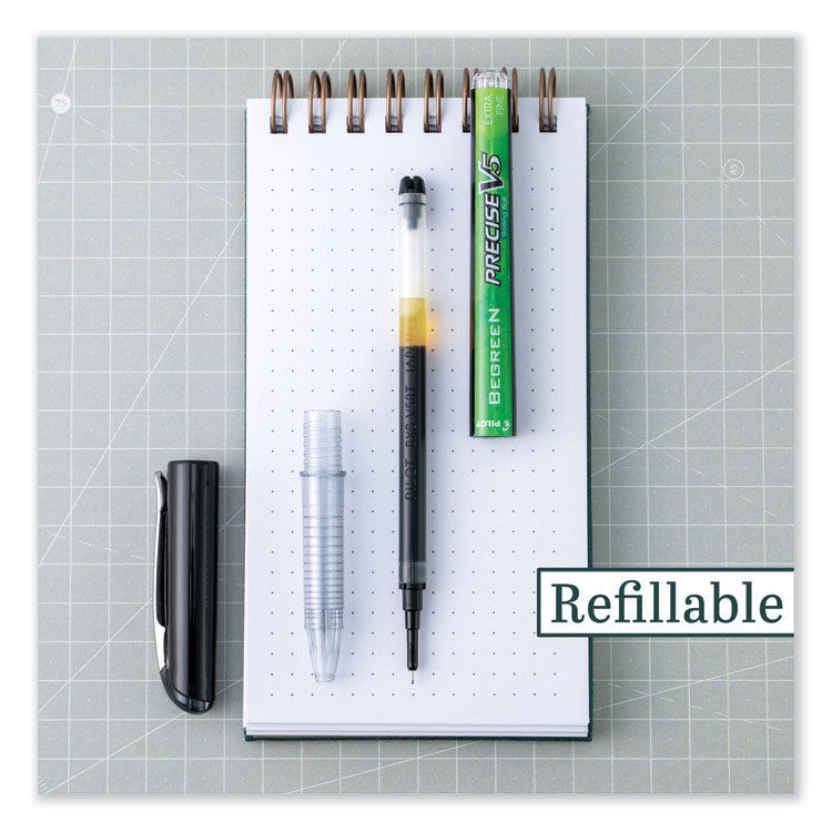 Precise V5 BeGreen Rollerball Pen, Stick, Extra-Fine 0.5 mm, Black Ink, Black Barrel, Dozen