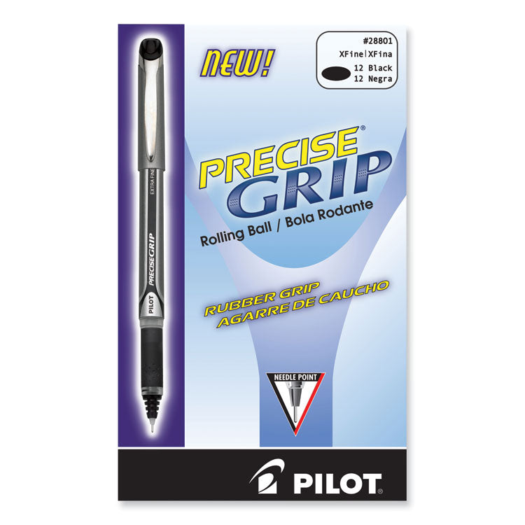 Precise Grip Rollerball Pen, Stick, Extra-Fine 0.5 mm, Black Ink, Black Barrel