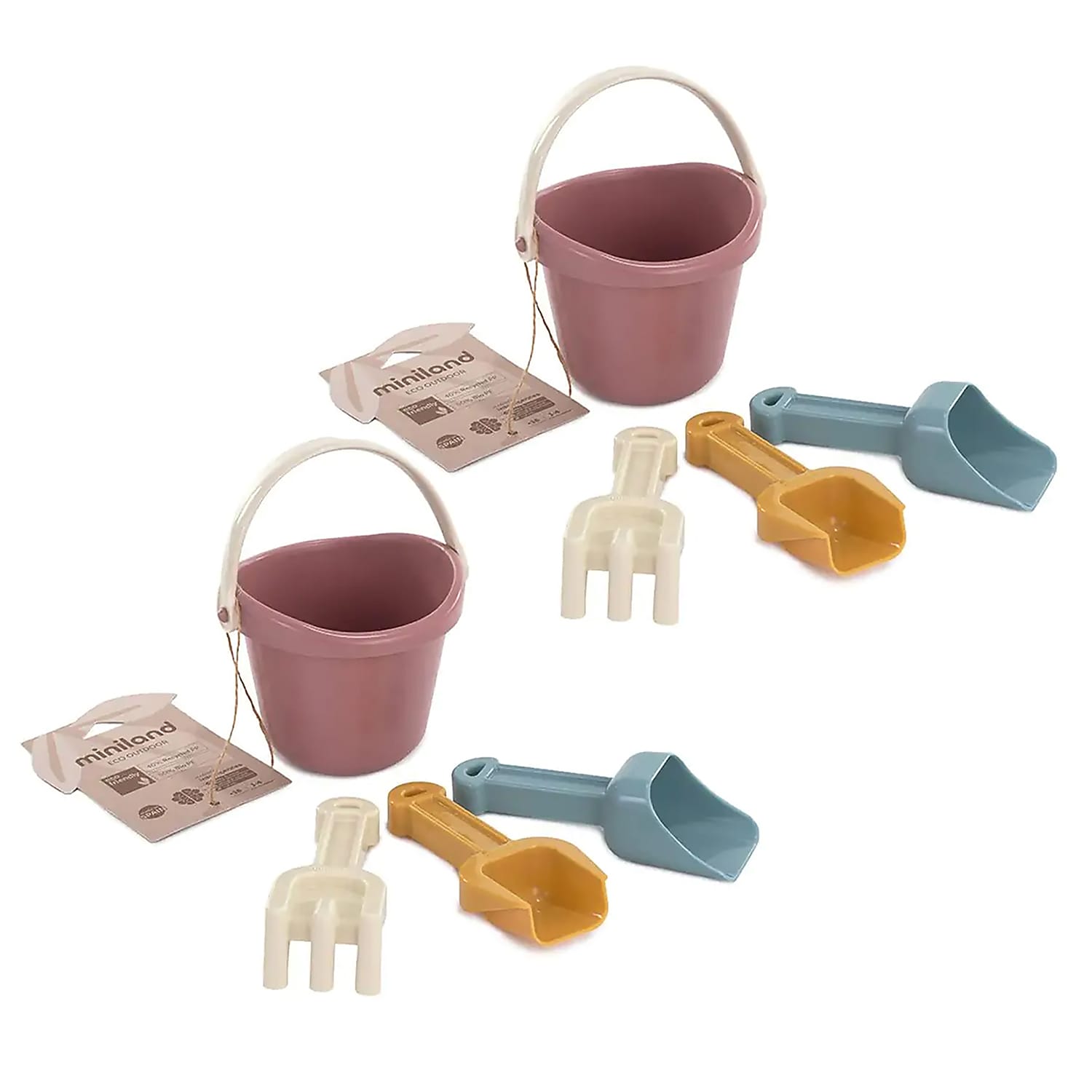 MINILAND ECO Baby Sand Set, Pastel Colors, 4/Set, 2 Sets/Bundle (MLE32260-2)