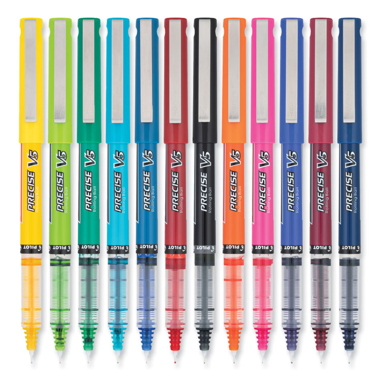 Precise V5 Rollerball Pen, Stick, Fine 0.5 mm, Assorted Ink and Barrel Colors, Dozen