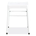 Steel GuestBistro Stool, Backless, Supports Up to 250 lb, 18" Seat Height, White Seat, White Base