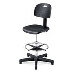 Soft Tough Deluxe Workbench Chair, Supports Up to 250 lb, 22" to 32" Seat Height, Black Seat, Black/Silver Base