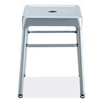 Steel GuestBistro Stool, Backless, Supports Up to 250 lb, 18" Seat Height, Silver Seat, Silver Base