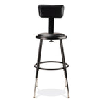 6400 Series Height Adjustable Heavy Duty Vinyl Steel Stool with Backrest, Supports 300 lb, 19" to 27" Seat Height, Black