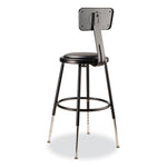 6400 Series Height Adjustable Heavy Duty Vinyl Steel Stool with Backrest, Supports 300 lb, 19" to 27" Seat Height, Black