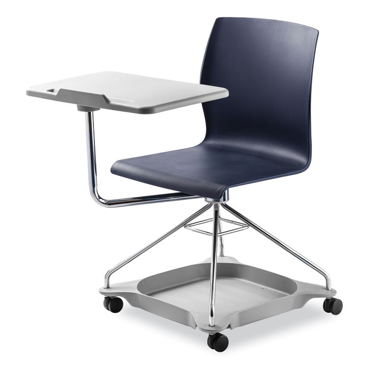 CoGo Mobile Tablet Chair, Supports Up to 440 lb, 18.75" Seat Height, Blue Seat, Blue Back, Chrome Frame