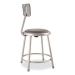 6400 Series Heavy Duty Vinyl Padded Stool with Backrest, Supports 300 lb, 18" Seat Height, Gray Seat, Gray Back, Gray Base