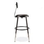6400 Series Height Adjustable Heavy Duty Vinyl Steel Stool with Backrest, Supports 300 lb, 19" to 27" Seat Height, Black