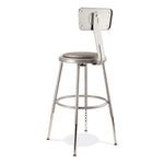 6400 Series Height Adjustable Heavy Duty Padded Stool with Backrest, Supports Up to 300 lb, 19" to 27" Seat Height, Gray