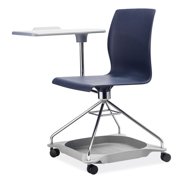 CoGo Mobile Tablet Chair, Supports Up to 440 lb, 18.75" Seat Height, Blue Seat, Blue Back, Chrome Frame
