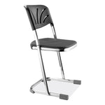 6600 Series Elephant Z-Stool With Backrest, Supports Up to 500 lb, 18" Seat Height, Black Seat, Black Back, Chrome Frame
