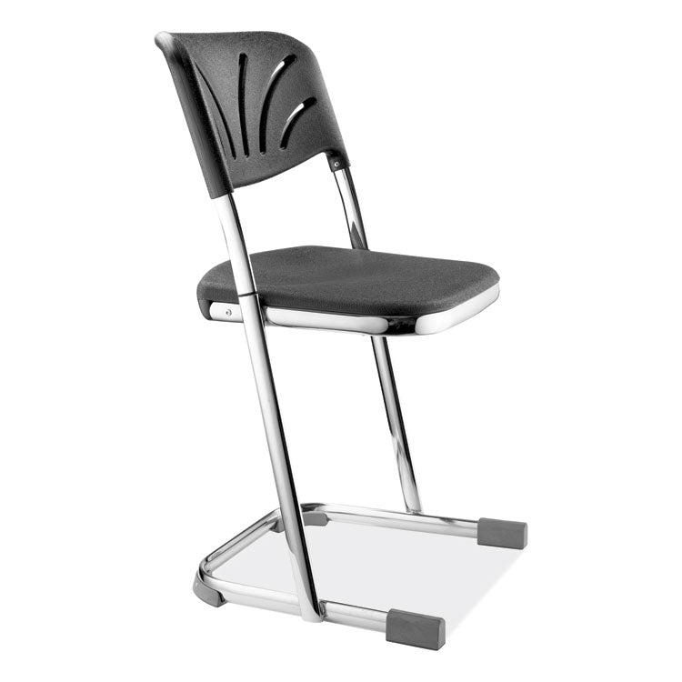 6600 Series Elephant Z-Stool With Backrest, Supports Up to 500 lb, 18" Seat Height, Black Seat, Black Back, Chrome Frame