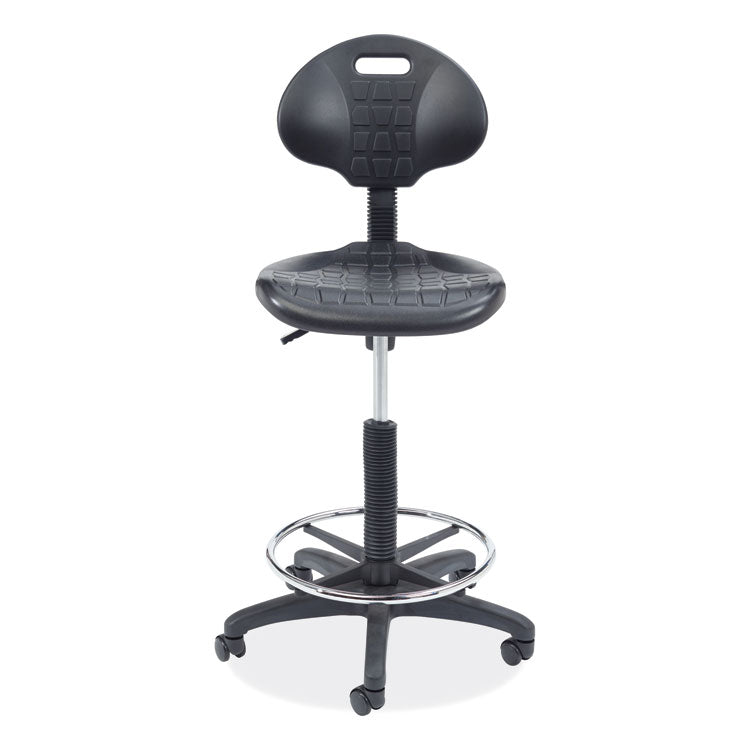 6700 Series Adjustable Height Polyurethane Task Stool, Supports Up to 300 lb, 22" to 32" Seat Height, Black
