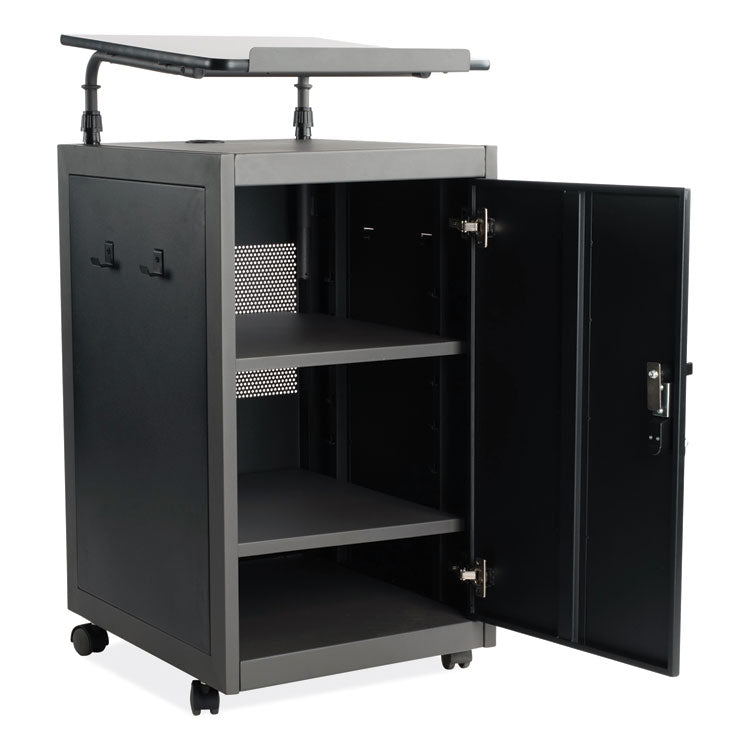 Teacher's WorkPod Lectern, 20 x 24 x 41, Charcoal Slate/Black