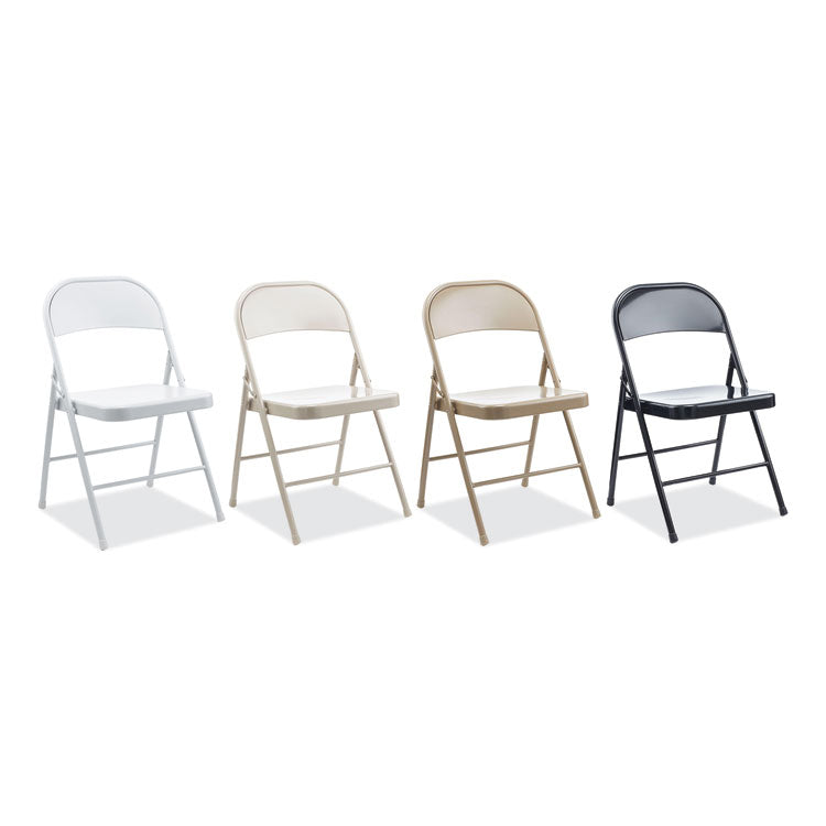 Armless Steel Folding Chair, Supports Up to 275 lb, Gray Seat, Gray Back, Gray Base, 4/Carton