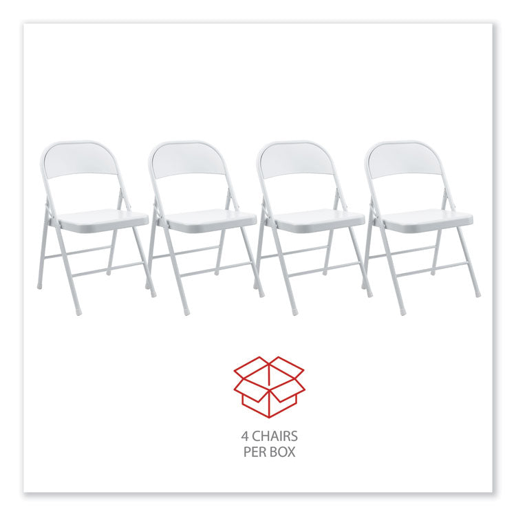 Armless Steel Folding Chair, Supports Up to 275 lb, Gray Seat, Gray Back, Gray Base, 4/Carton