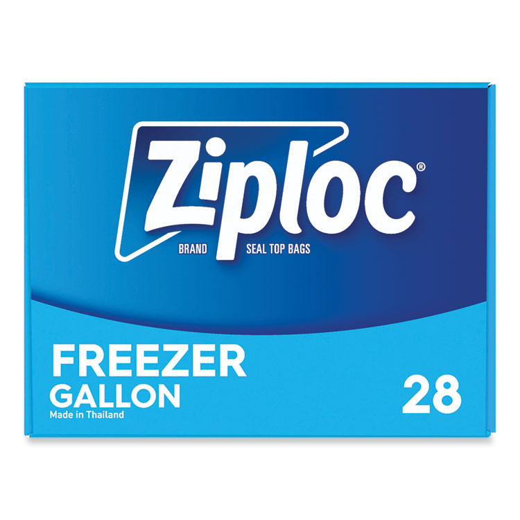 Zipper Freezer Bags, 1 gal, 9.6" x 12.1", Clear, 28/Box