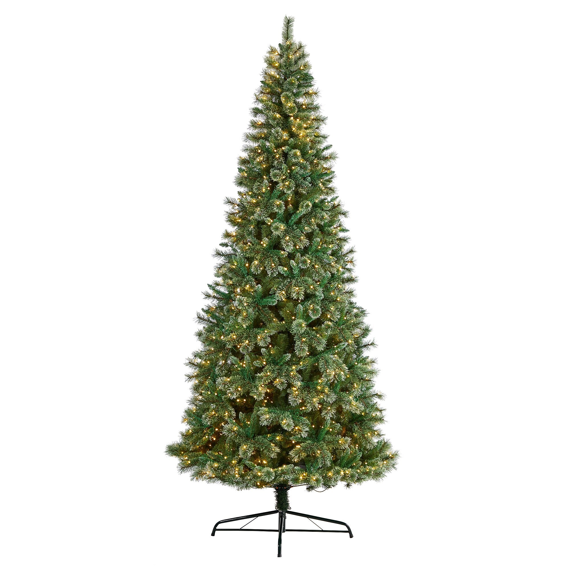 Nearly Natural 10-ft Wisconsin Slim Snow Tip Pine Artificial Christmas Tree with 1050 Clear LED Lights (T3051)