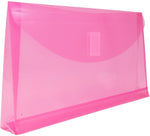 JAM Paper Premium Plastic Filing Envelope with Hook & Loop Closure, 5 1/4" x 10", Fuchsia Pink, 3/Pack (921V1FUX3)
