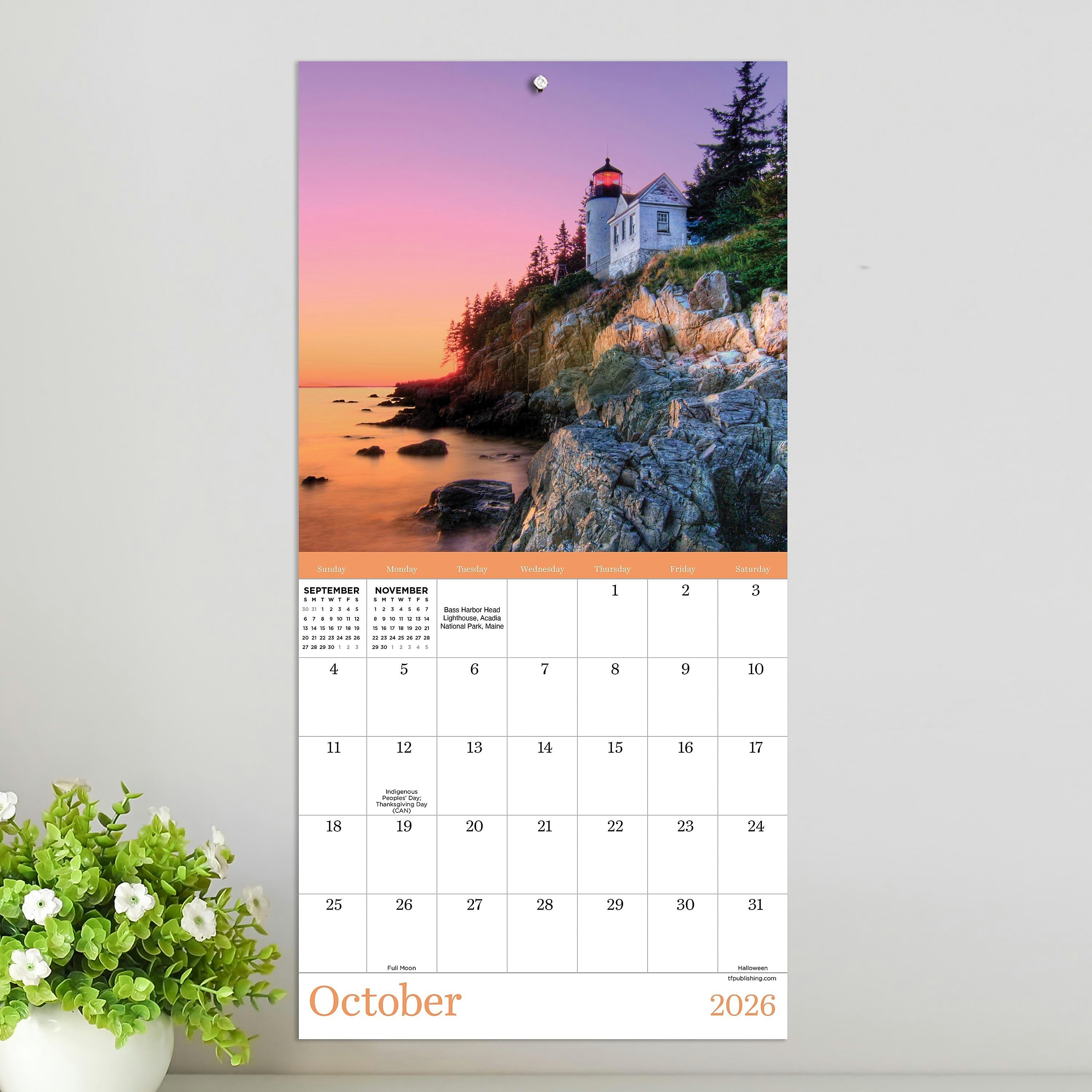 2026 TF Publishing 12" x 17" TF Publishing 7" x 7" Lighthouses Mini Calendar 26-2003