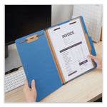 Bright Colored Pressboard Classification Folders, 2" Expansion, 1 Divider, 4 Fasteners, Letter Size, Cobalt Blue, 10/Box