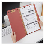 Six-Section Pressboard Classification Folders, 2" Expansion, 2 Dividers, 6 Fasteners, Legal Size, Red Exterior, 10/Box