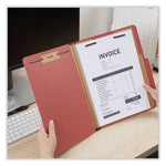 Six-Section Classification Folders, Heavy-Duty Pressboard Cover, 2 Dividers, 6 Fasteners, Letter Size, Brick Red, 20/Box