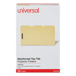 Deluxe Reinforced Top Tab Fastener Folders, 0.75" Expansion, 2 Fasteners, Legal Size, Yellow Exterior, 50/Box