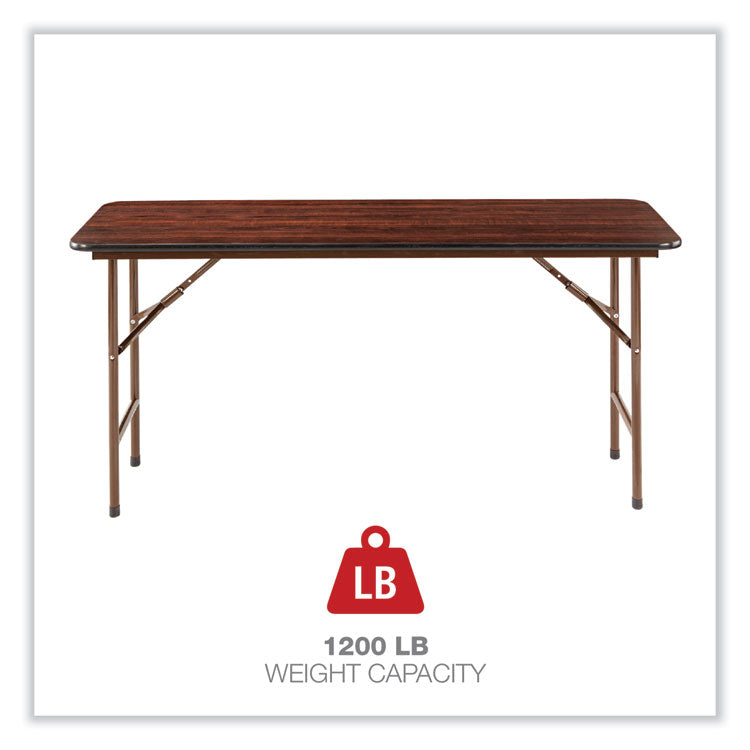 Wood Folding Table, Rectangular, 59.88w X 17.75d X 29.13h, Mahogany