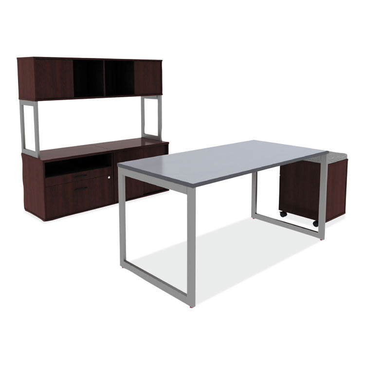 Alera Open Office Desk Series Low Storage Cabinet Credenza, Woodgrain Laminate, 29.5w x 19.13d x 22.78h, Mahogany