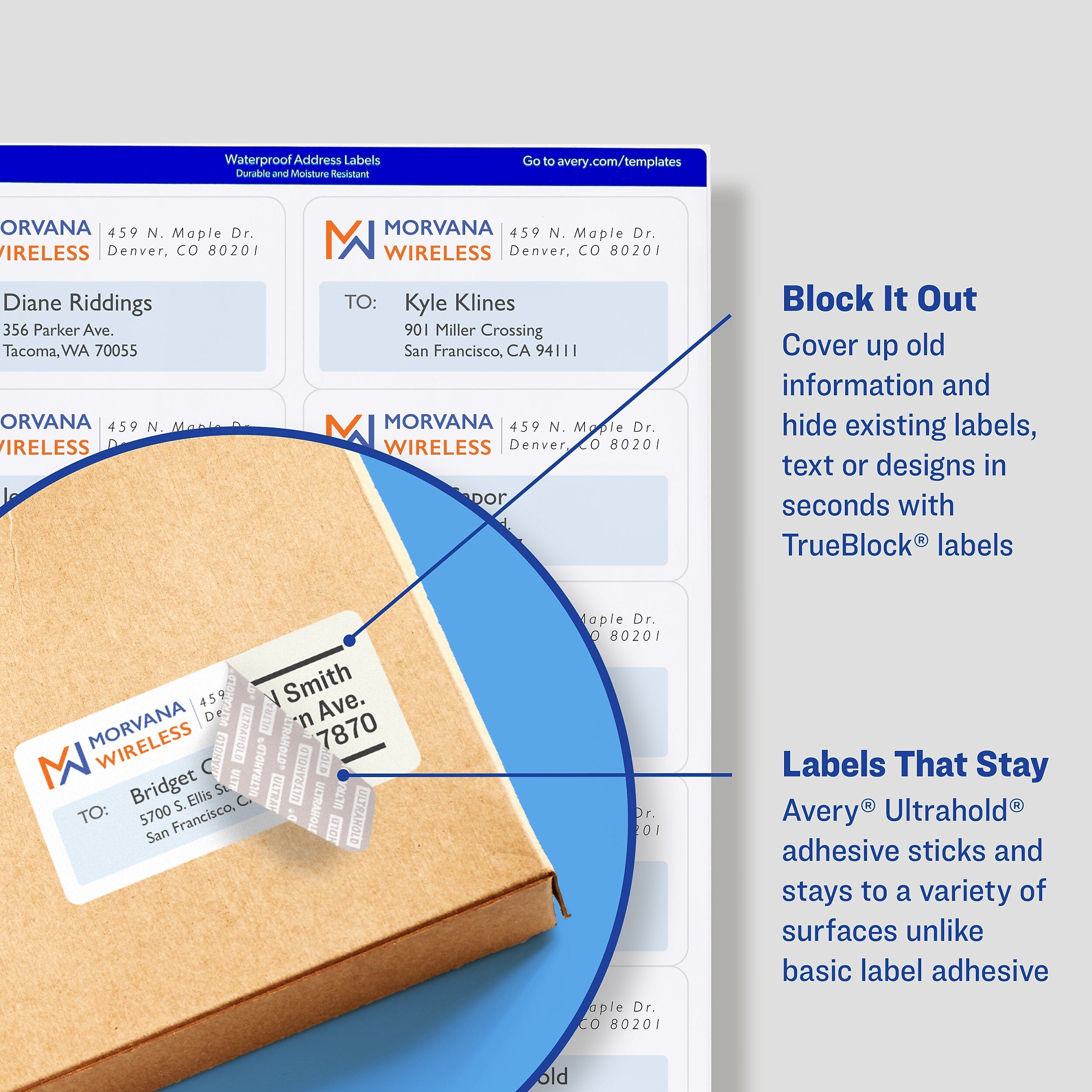 Avery Waterproof Laser Address Labels, 1" x 2-5/8", Matte White, 1,500 Labels/Box (5520)