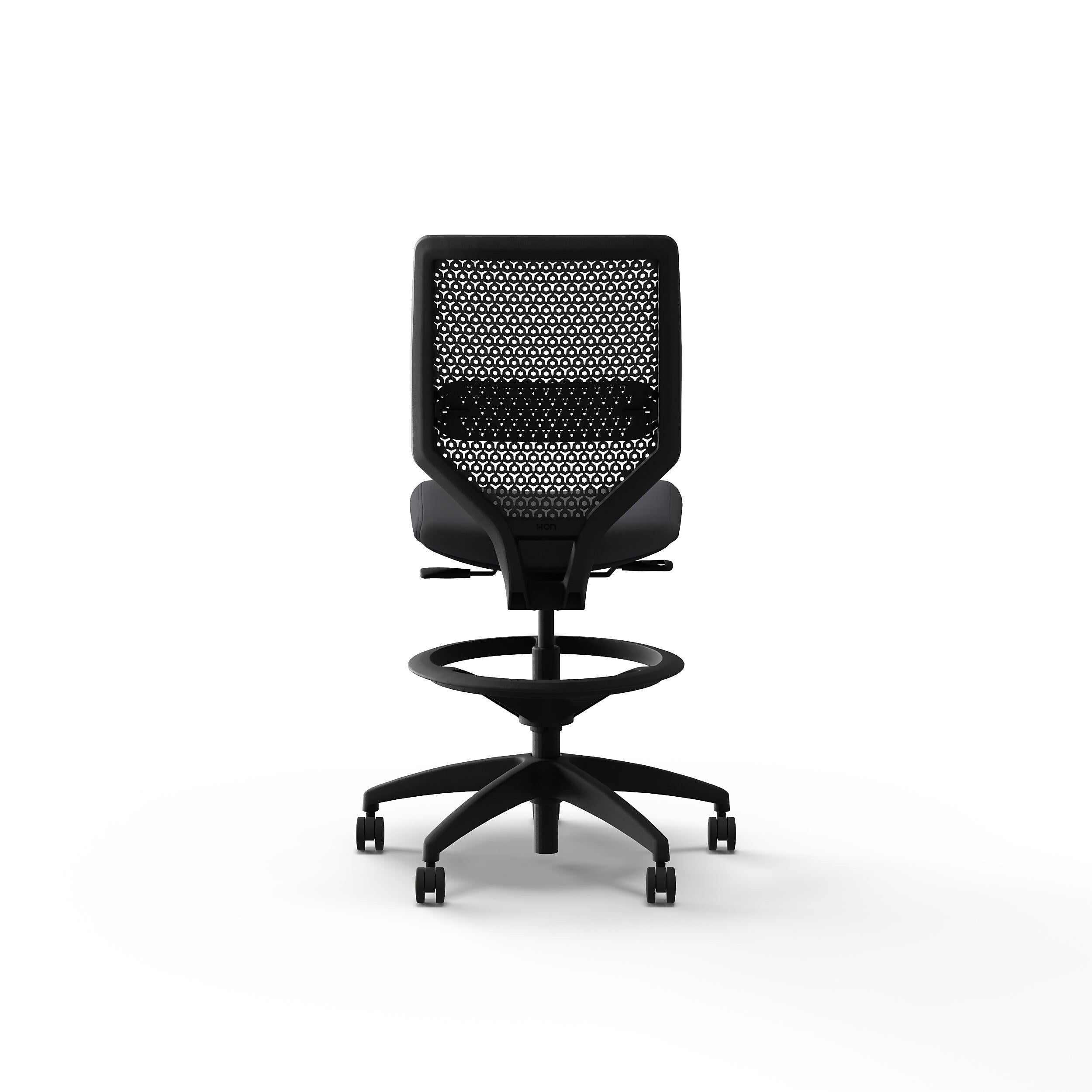 HON Solve Armless ReActiv/Vinyl Task Stool with Backrest and Footrest, Charcoal/Basalt (HSLVSMR.Y1.N.H.0S.SX23.BL.SB.T)