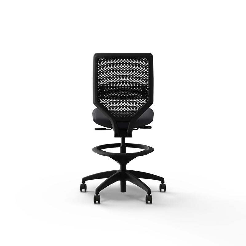 HON Solve Armless ReActiv/Vinyl Task Stool with Backrest and Footrest, Charcoal/Basalt (HSLVSMR.Y1.N.H.0S.SX23.BL.SB.T)
