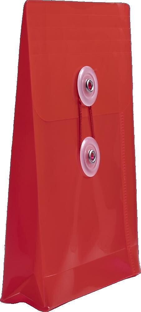 JAM Paper Premium Plastic Filing Envelope with Button & String Closure, 4 1/4" x 6 1/4", Red, 3/Pack (473B1REX3)