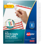 Avery Index Maker Extra-Wide Paper Dividers with Print & Apply Label Sheets, 8 Tabs, White, 5 Sets/Pack (AVE11441)