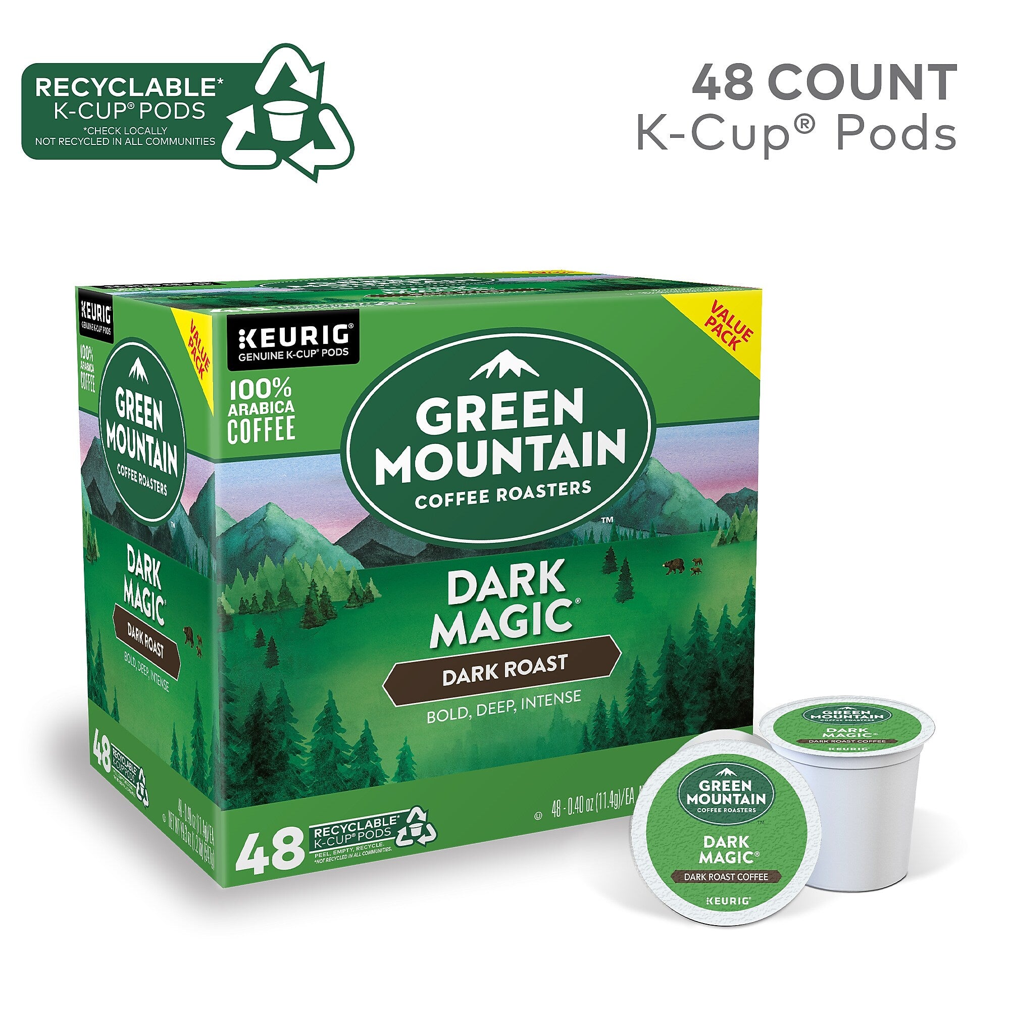 Green Mountain Dark Magic Coffee Keurig® K-Cup® Pods, Dark Roast, 48/Box (81911/15171)