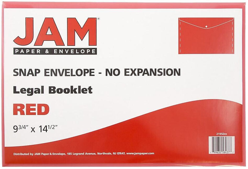 JAM Paper Premium Plastic Document File, Legal, Red, 3/Pack (219S0REX3)