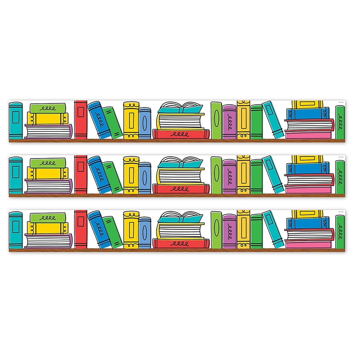 Creative Teaching Press Core Decor Doodle Bookshelf EZ Border, 48', Multicolored, 3/Bundle (CTP10934-3)