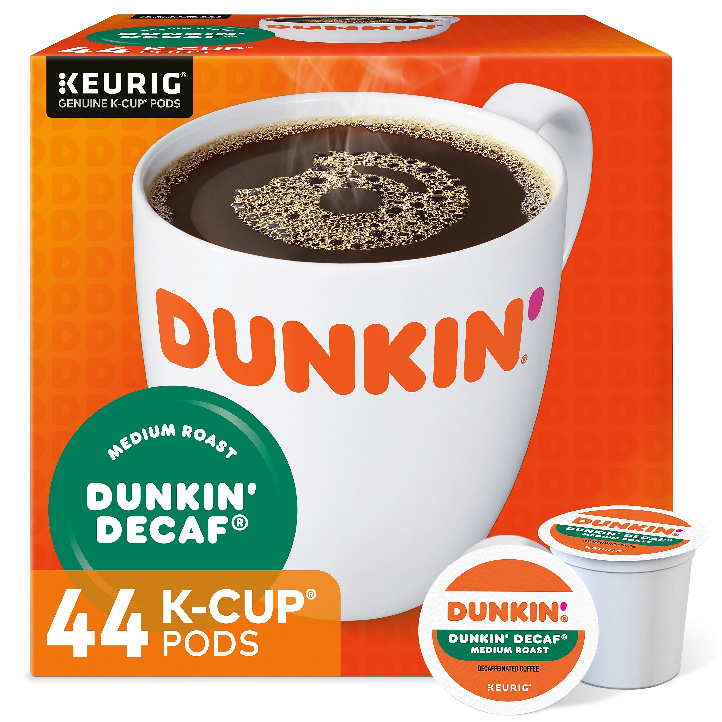 Dunkin' Decaf Coffee Keurig® K-Cup® Pods, Medium Roast, 44/Box (373149)