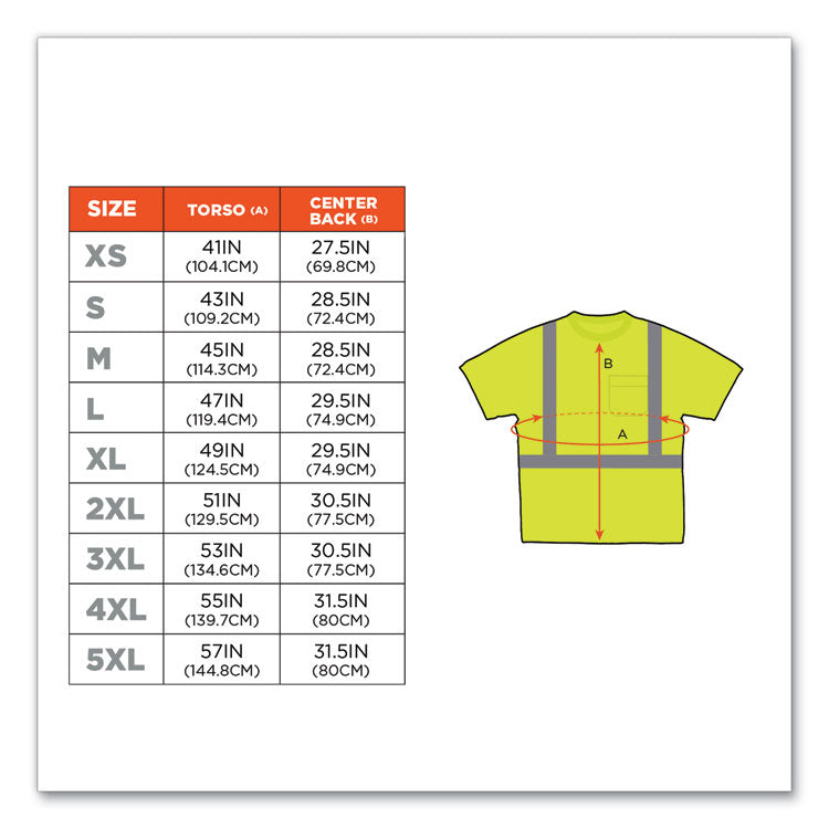 GloWear 8289 Class 2 Hi-Vis T-Shirt, Polyester, Lime, 4X-Large